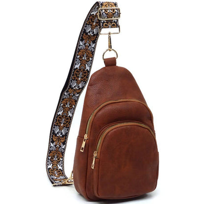 Zipper Crossbody Bag with Boho Strap