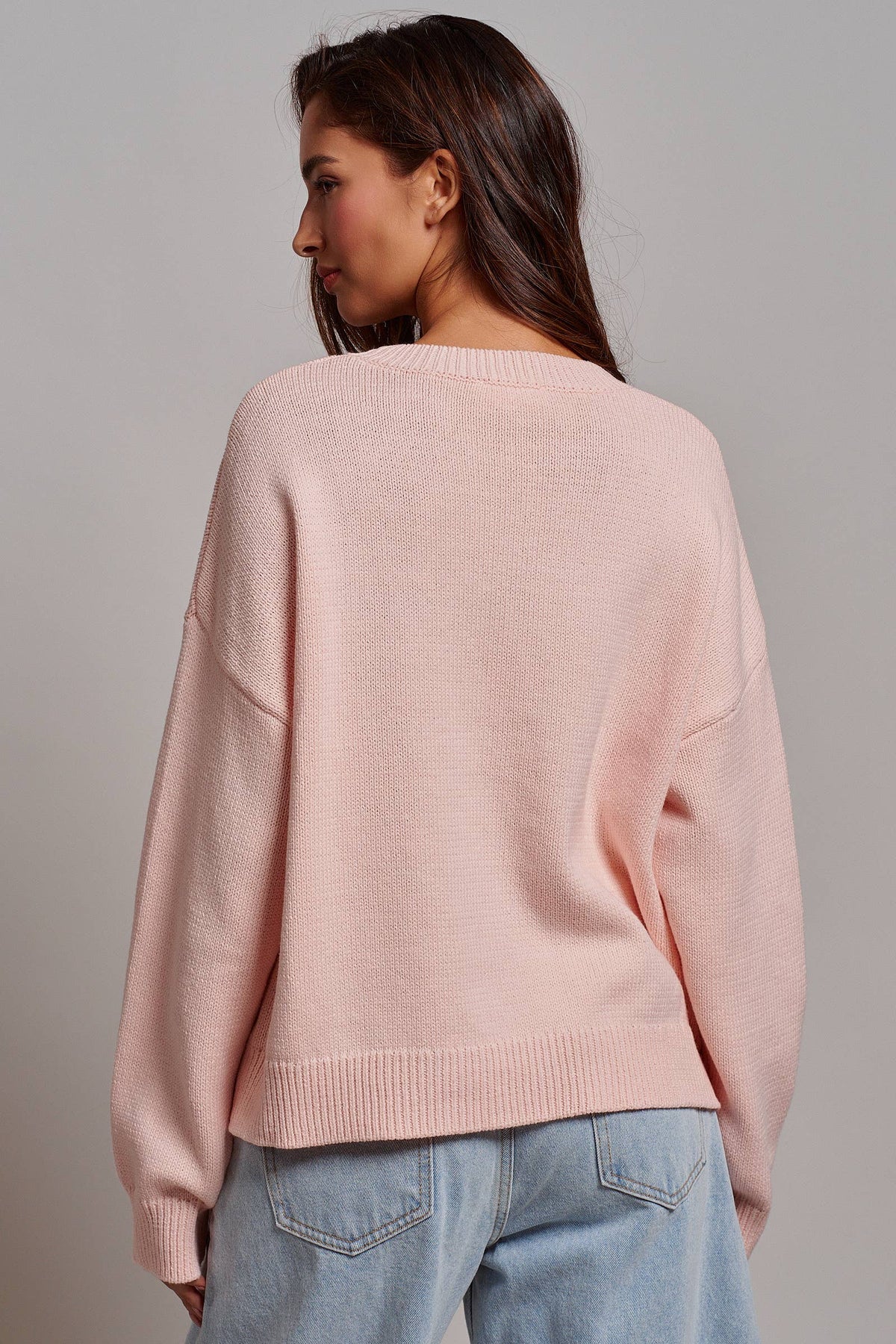 Graphic Oversized Drop-Shoulder Knit Sweater
