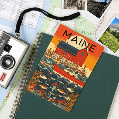 WOOD POSTCARD Maine, Nautical Geometric