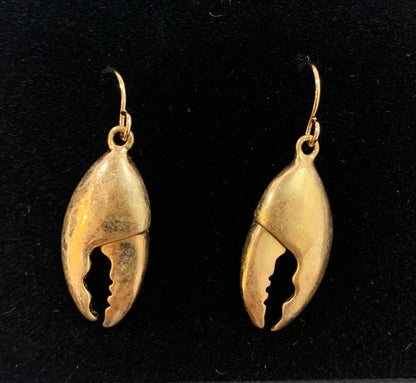 Silver Gold Claw Crab and Lobster Dangle Earrings