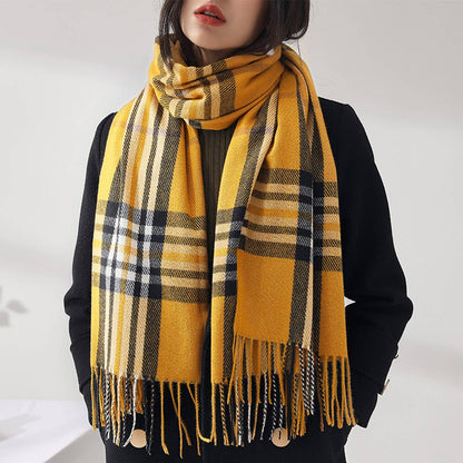 Plaid Faux Cashmere Scarf -
