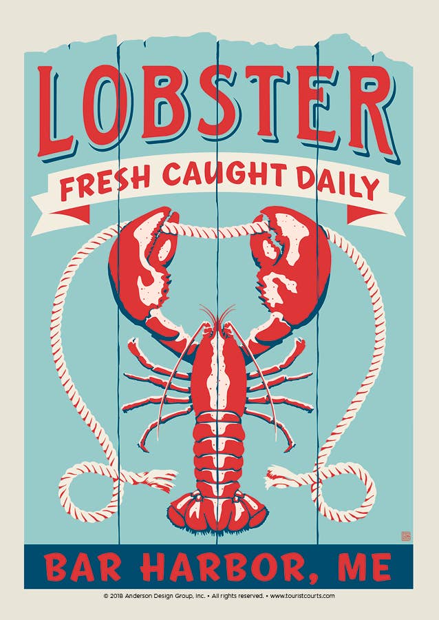 ME Lobster Bar Harbor Postcard