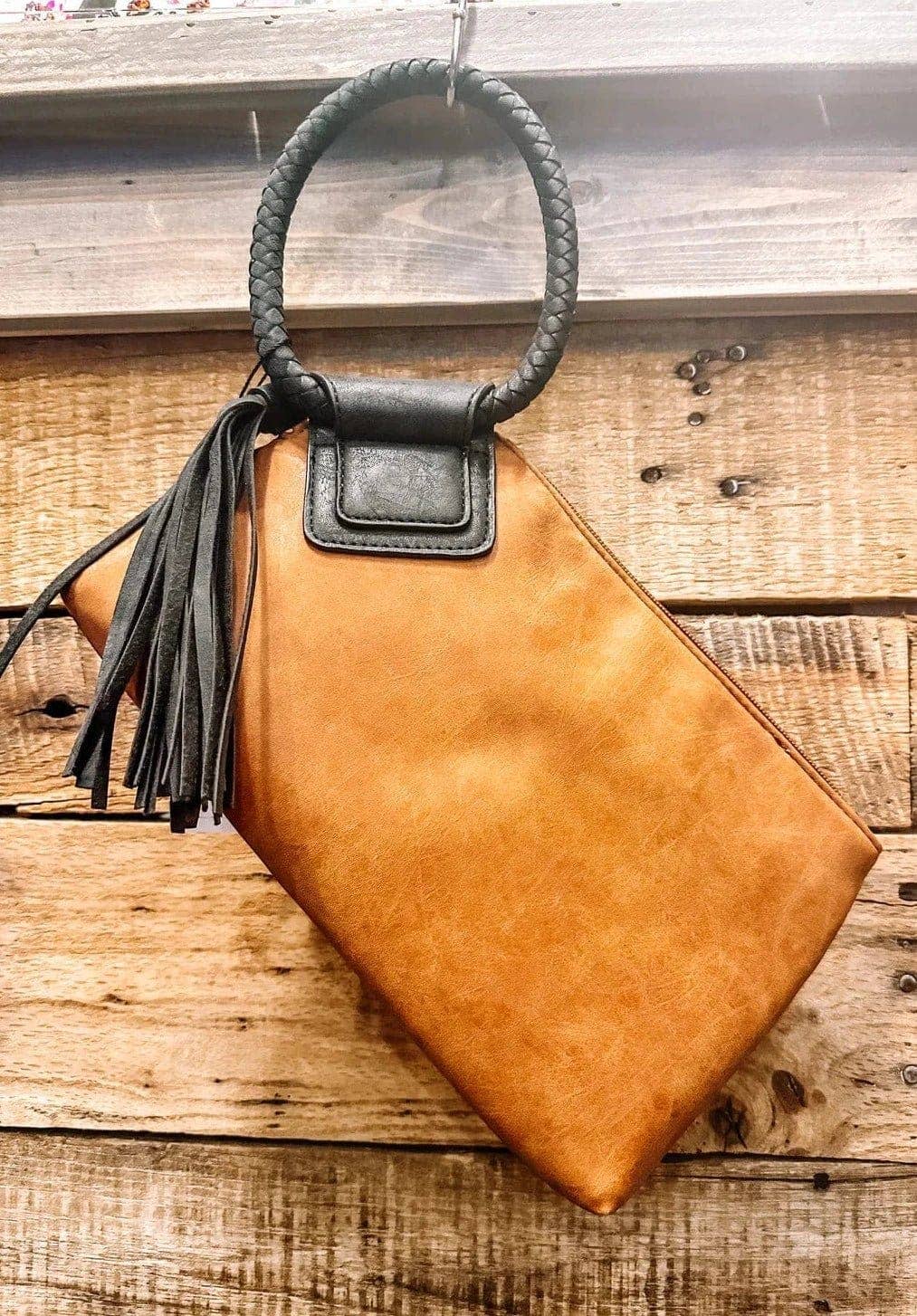 Cuff Handle Tassel Wristlet Clutch