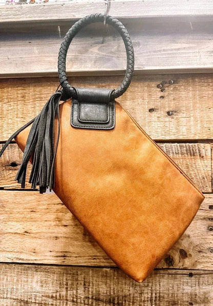 Cuff Handle Tassel Wristlet Clutch