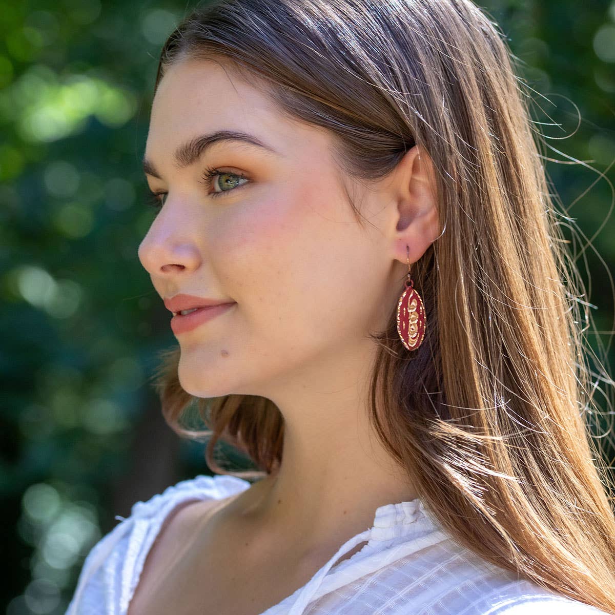 Patina Crimson Whirl Earrings