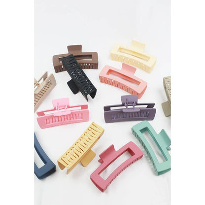 Matte Jumbo Cut Out Rectangle Hair Claw: MIX COLOR / ONE