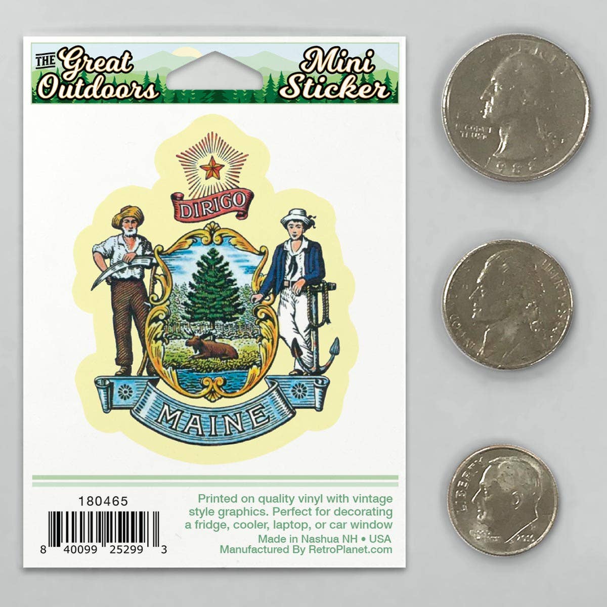 Seal of Maine United States Patriotic Mini Sticker 20 ct