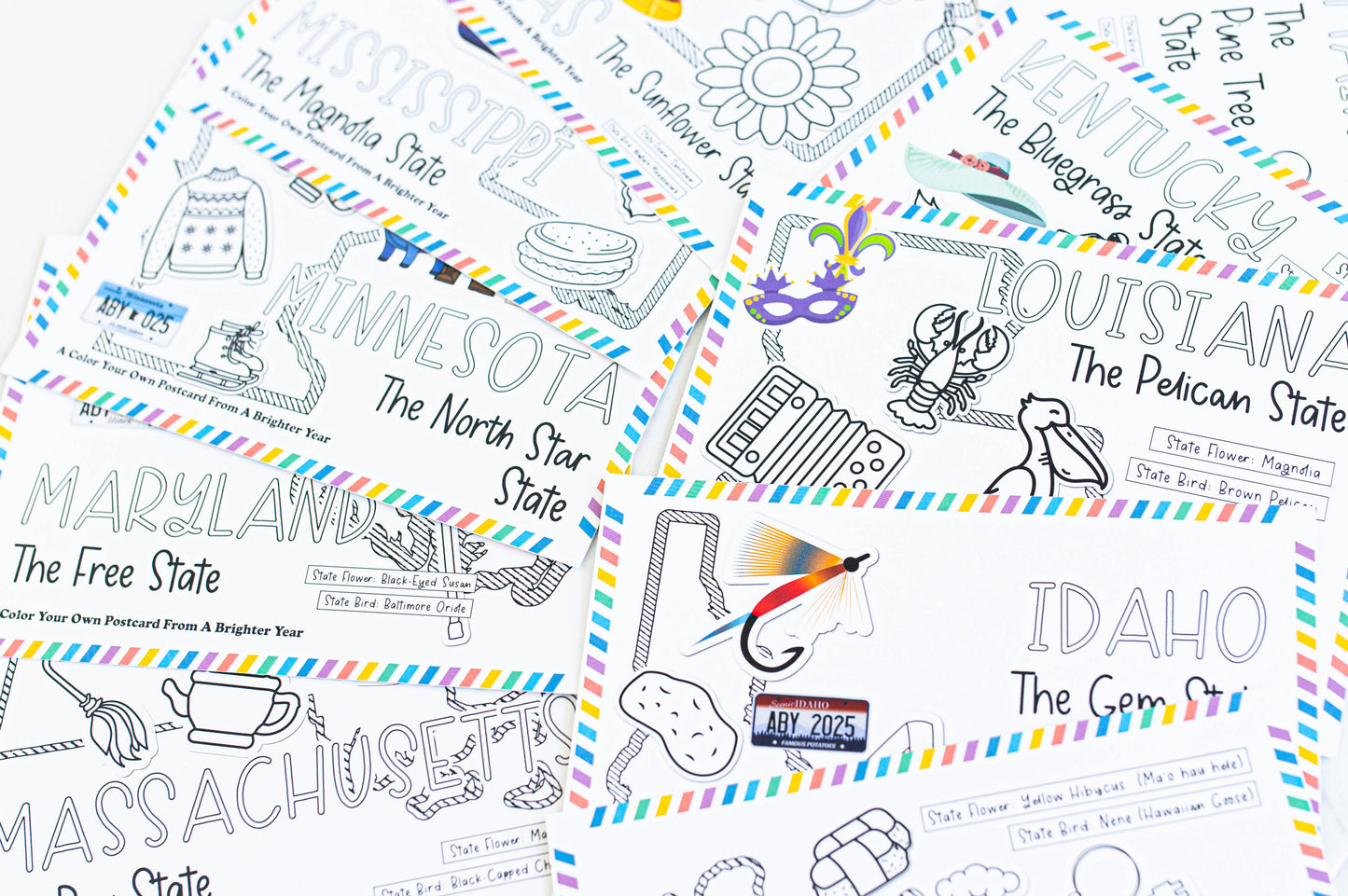 Color Your Own Maine State Postcard