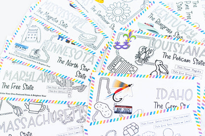 Color Your Own Maine State Postcard