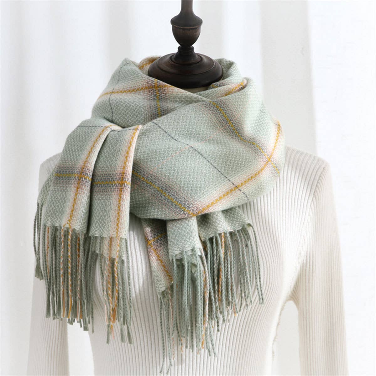Plaid Winter Scarf-Soft Thickened Shawl
