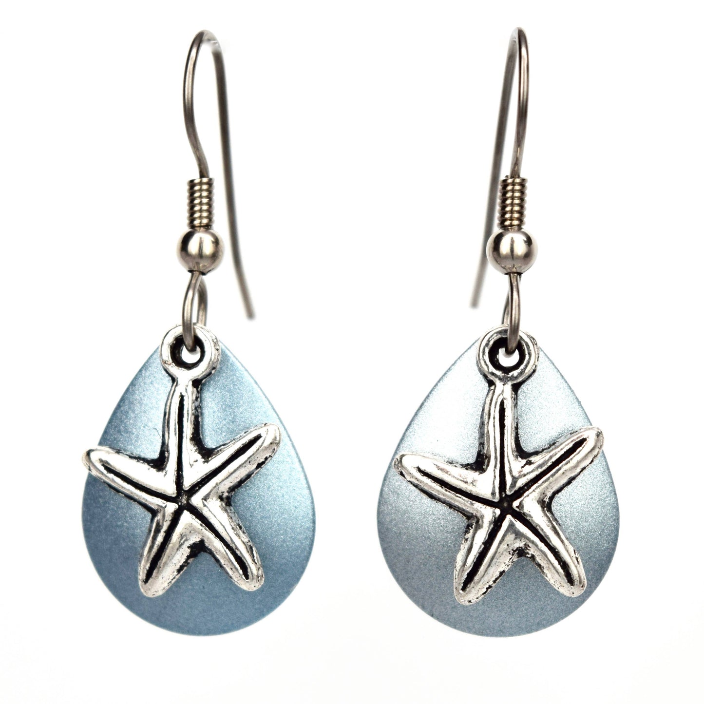 Blue Starfish Earrings Sea Life Beach Jewelry Handmade