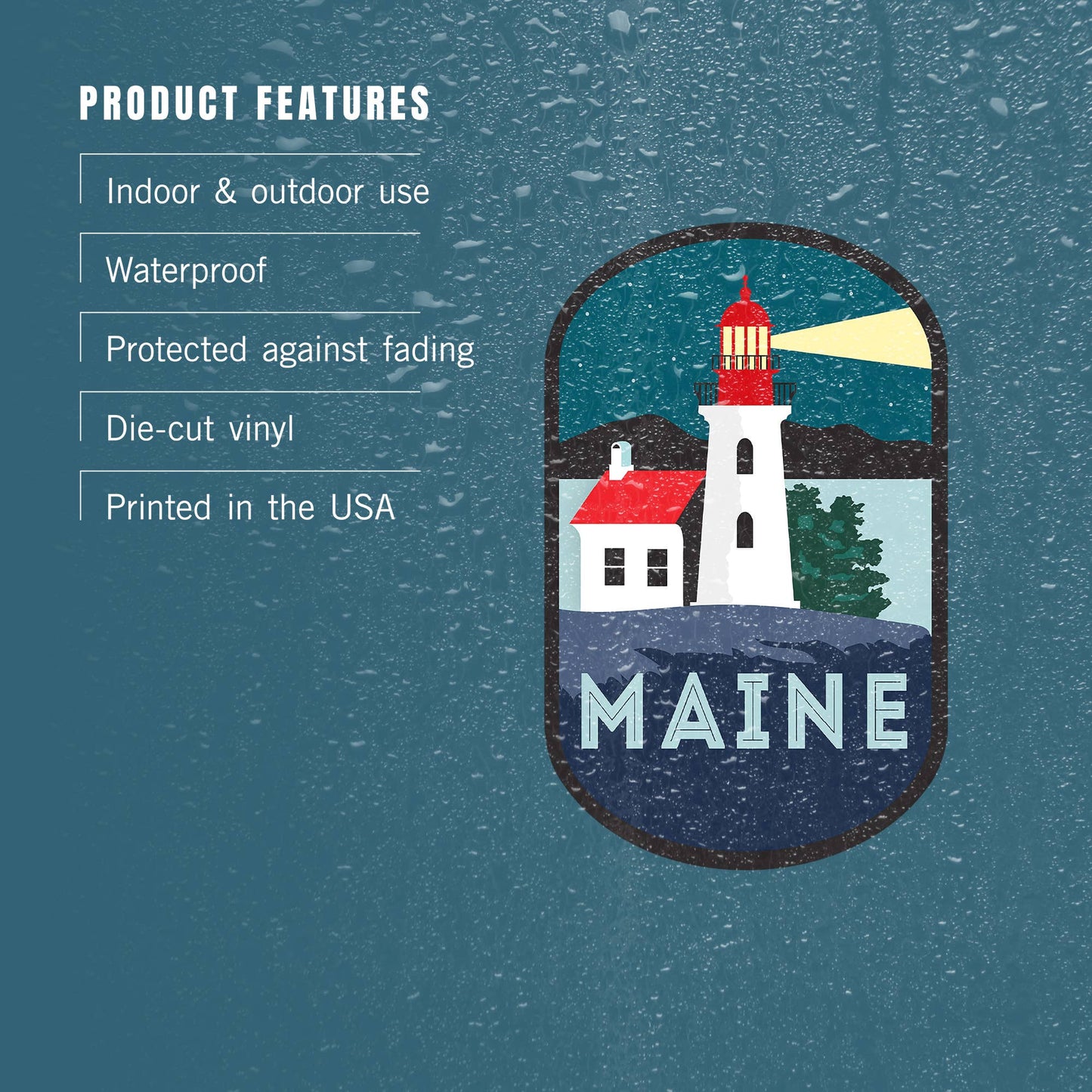 STICKER Maine, Lighthouse, Vector Style