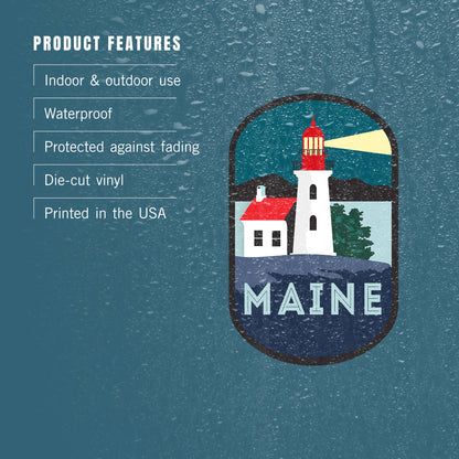 STICKER Maine, Lighthouse, Vector Style