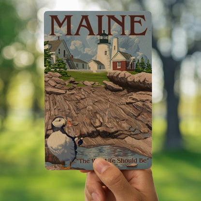 Maine Lighthouse Wood Postcard