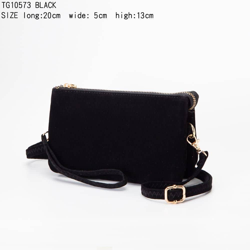 Stacey Faux Suede 3 compartments Crossbody Bag