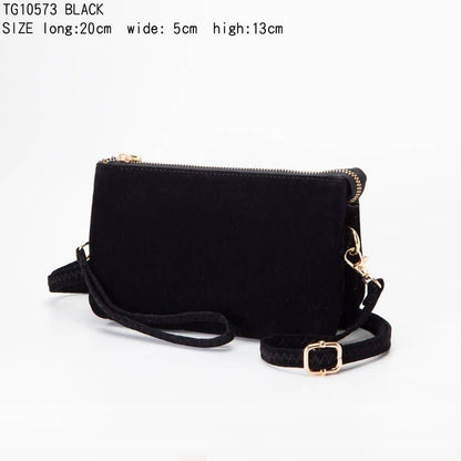 Stacey Faux Suede 3 compartments Crossbody Bag
