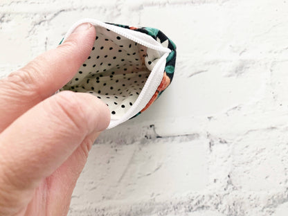Small Fabric Pouch-Black Floral