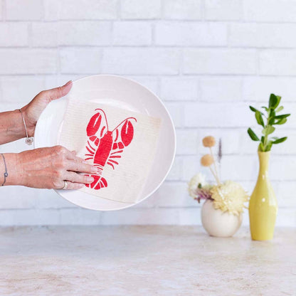 Lobster Waves blu Eco Sponge Cloth