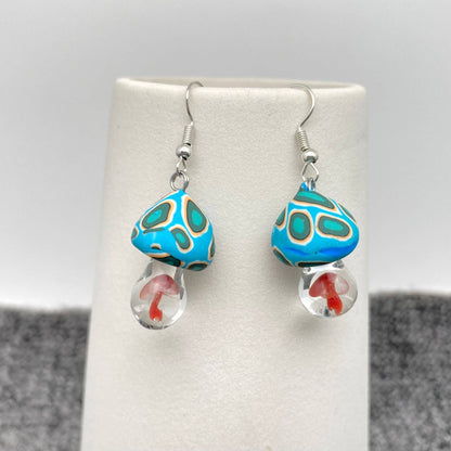 Multi-Style Polymer Clay & Glass Mushroom Charm Earrings