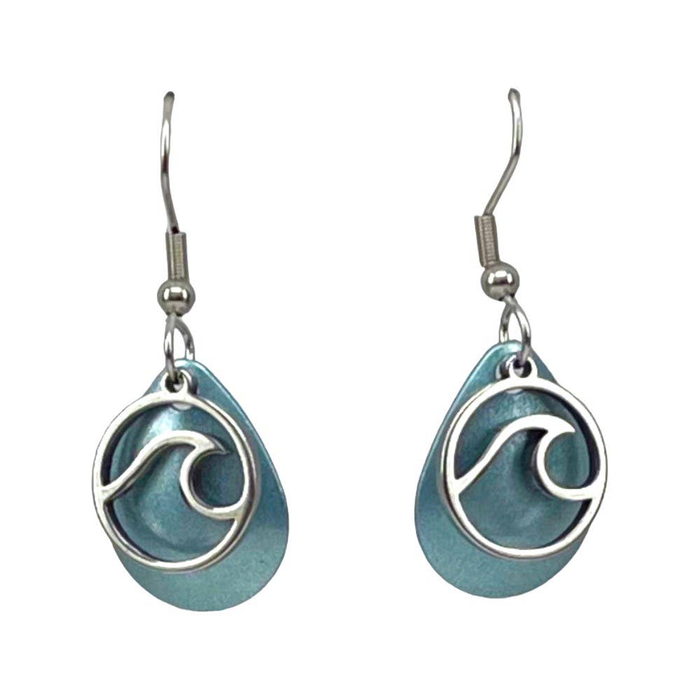 Ocean Sea Wave Earrings Beach Jewelry Handmade Maine Blue