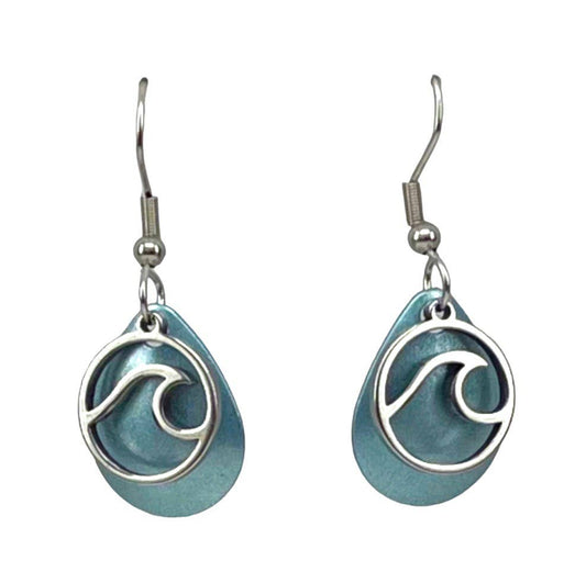 Ocean Sea Wave Earrings Beach Jewelry Handmade Maine Blue