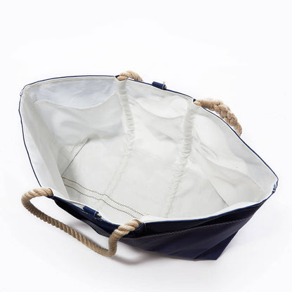 White on Navy Sand Dollar Ogunquit Beach Tote