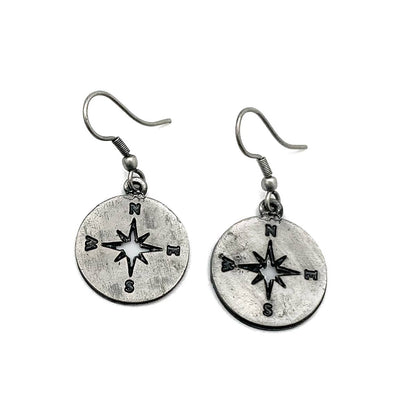 Pewter Earrings - Compass