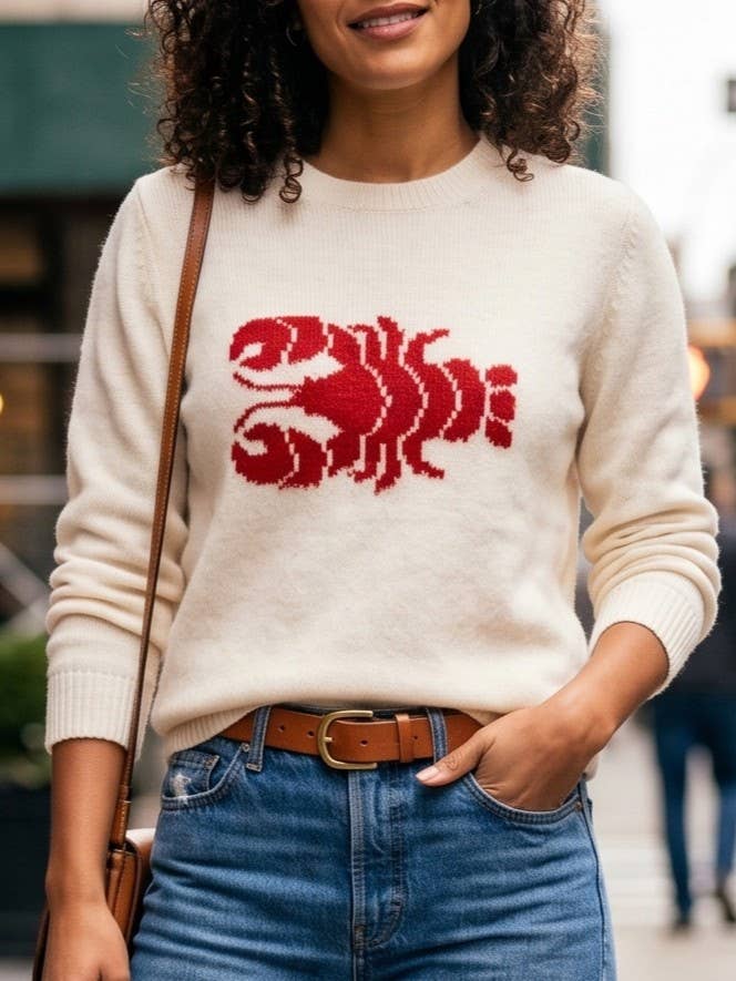 Coastline Red Claw Lobster Knit Sweater Top
