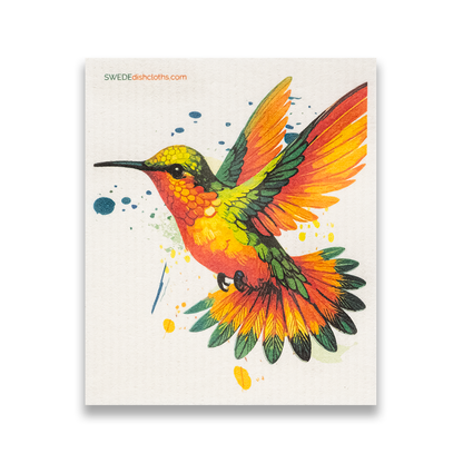Swedish Dishcloth Colorful Hummingbird Orange