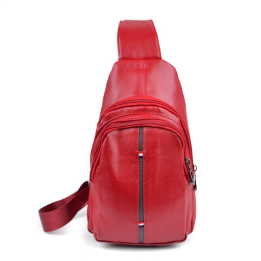 Red Crossbody Leather Sling Bag Backpack