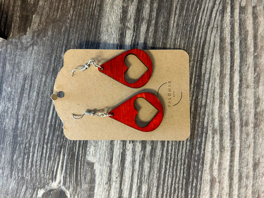 wooden heart cutout earrings