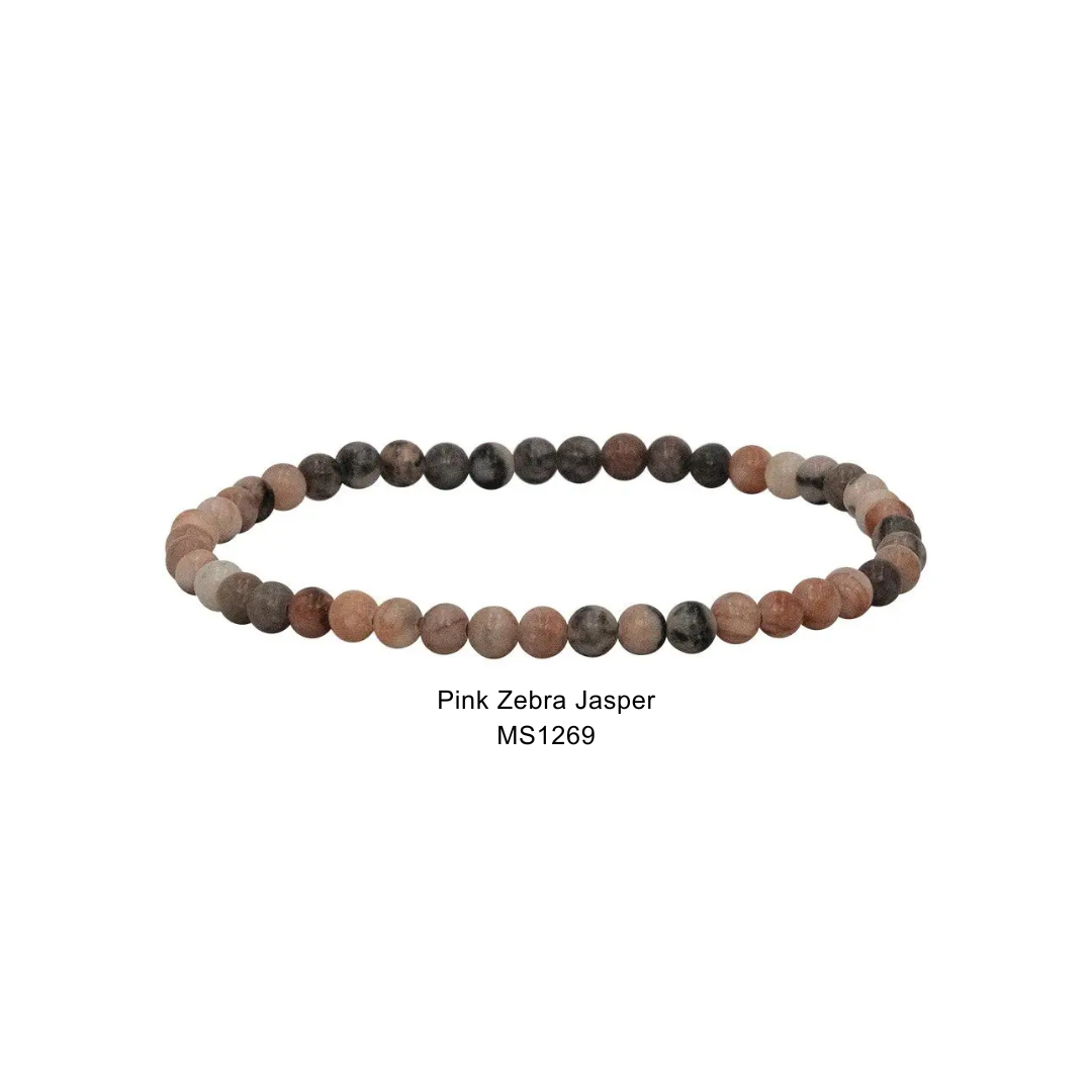 Mini Gemstone 4mm Beaded Stretch Bracelets