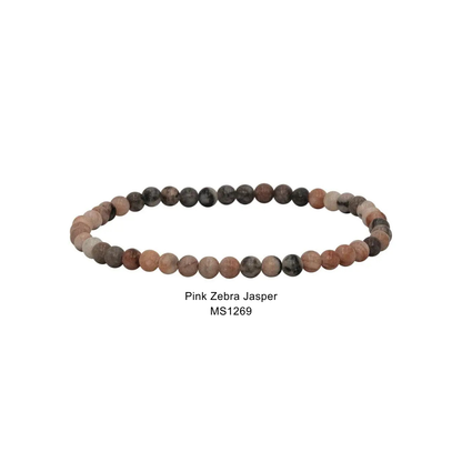 Mini Gemstone 4mm Beaded Stretch Bracelets