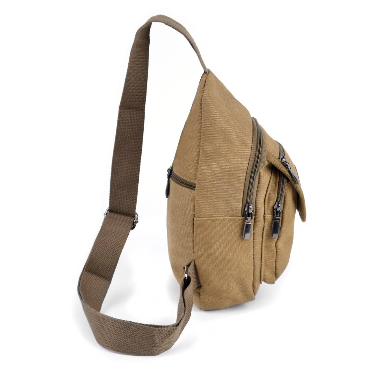 Tan Crossbody Canvas Sling Bag Backpack