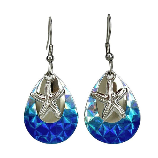 Blue Starfish Earrings Sea Life Ocean Jewelry Handmade