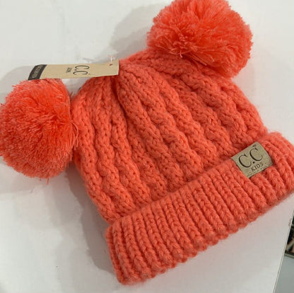C.C BABY Buffalo Check Double Pom Newborn Hat