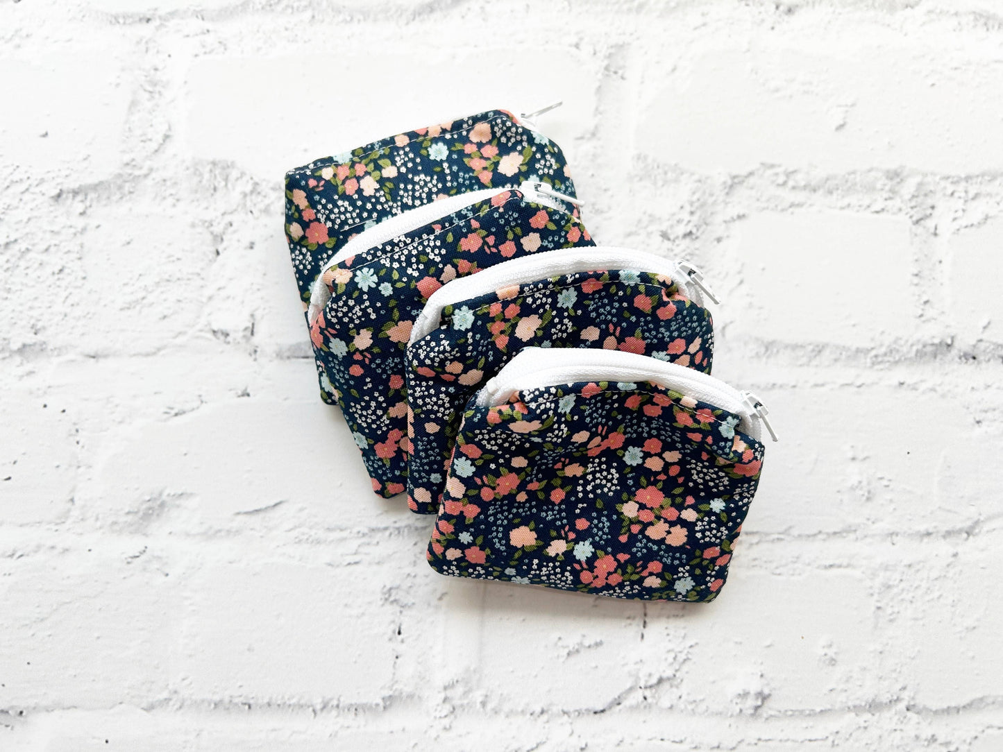 Small Fabric Pouch-Black Dainty Floral