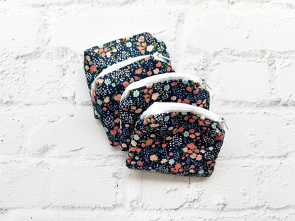 Small Fabric Pouch-Black Dainty Floral