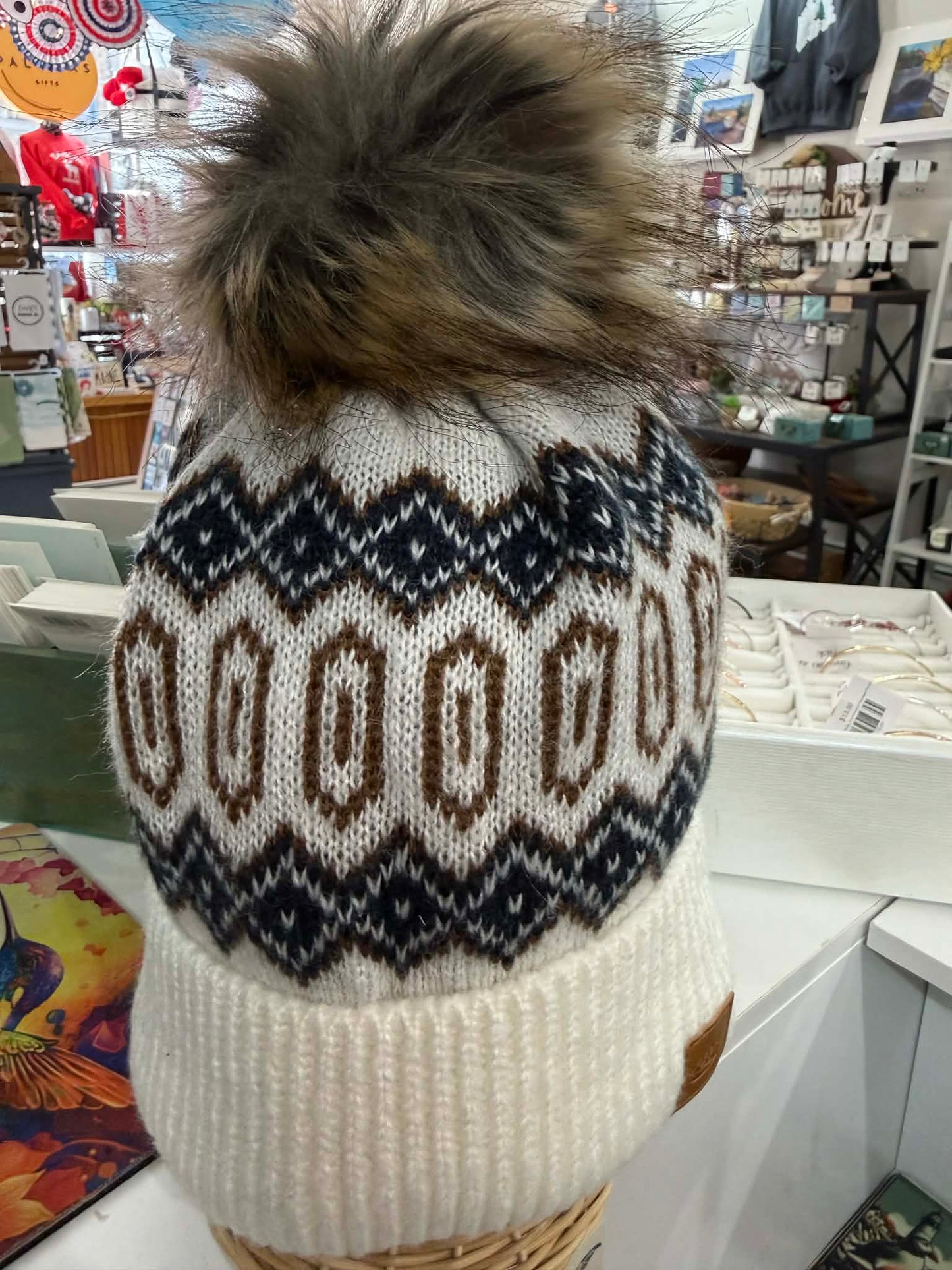 Panache Winter Hat with Faux Fur Pom