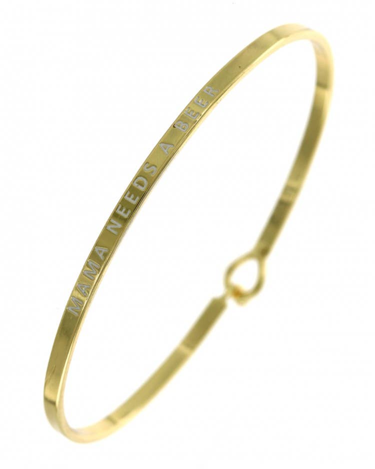 MAMA NEEDS A BEER 3mm Message Brass Bangle