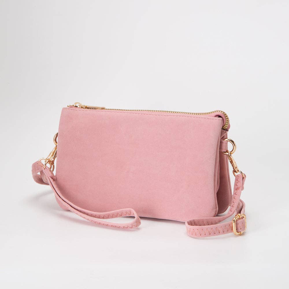 Stacey Faux Suede 3 compartments Crossbody Bag