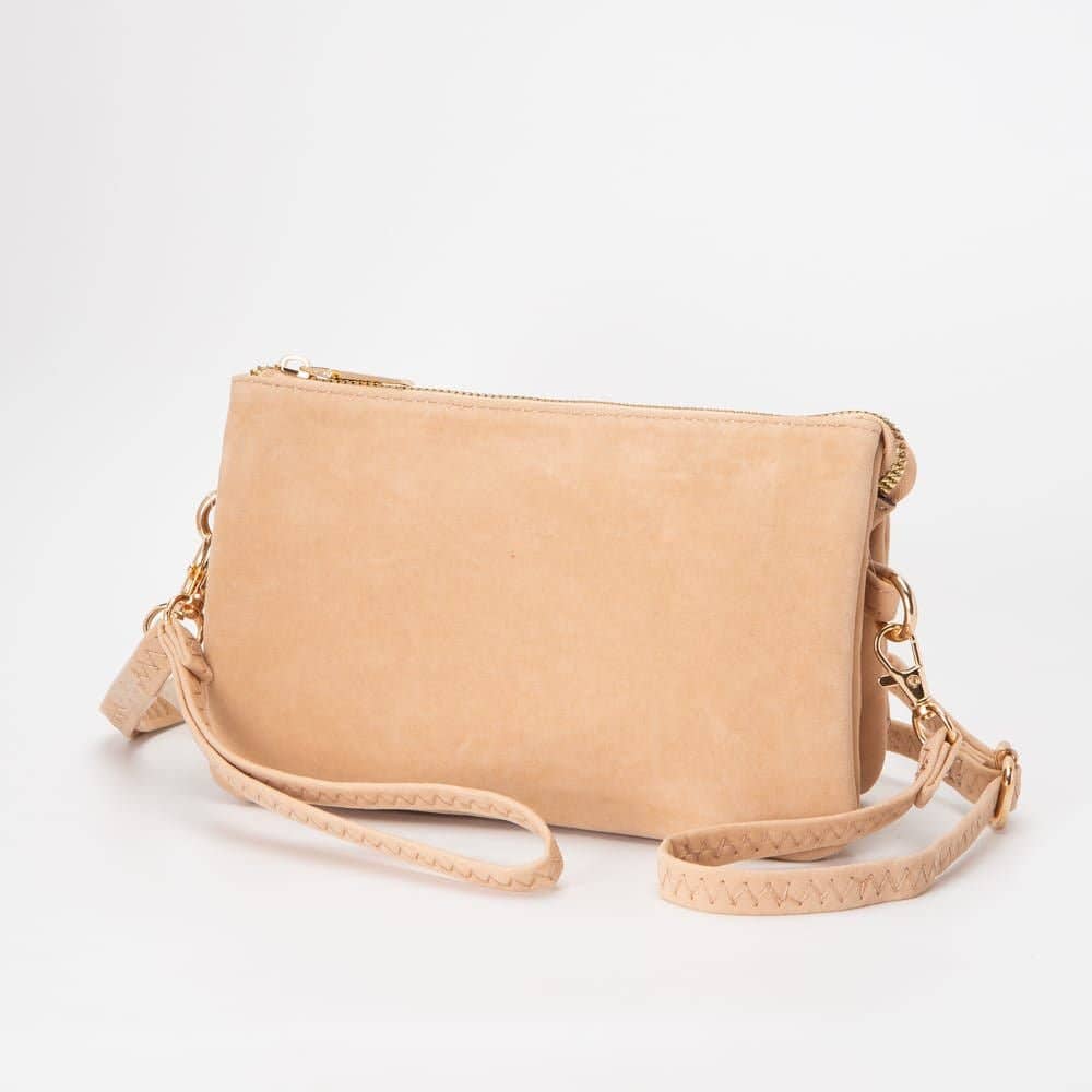 Stacey Faux Suede 3 compartments Crossbody Bag
