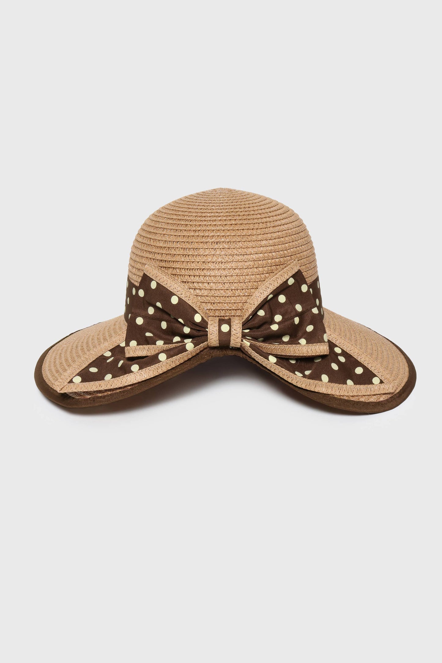 Straw Bucket with Polka dot Bow Band Sun Hat