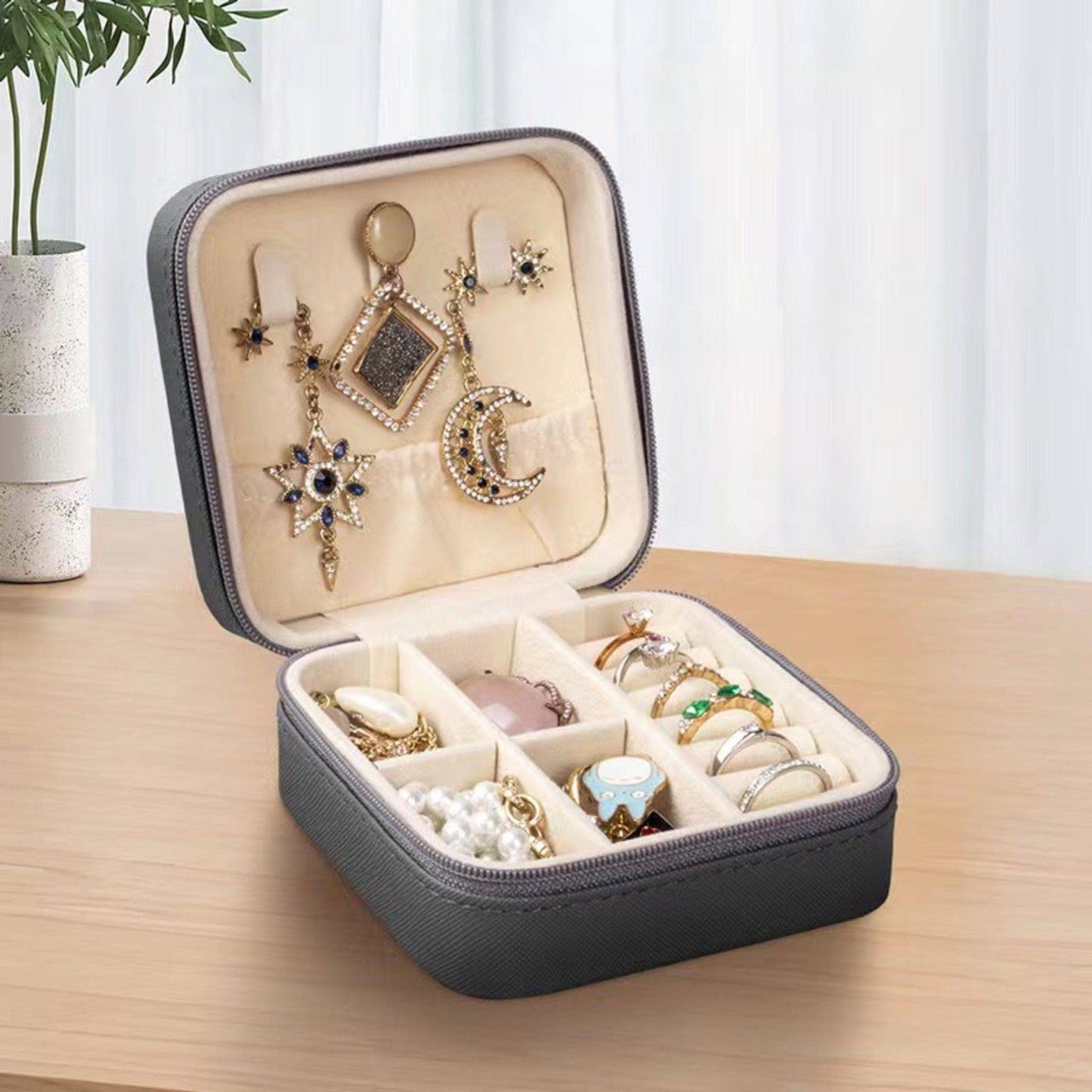 Zip Around Square Jewelry Organizer Box