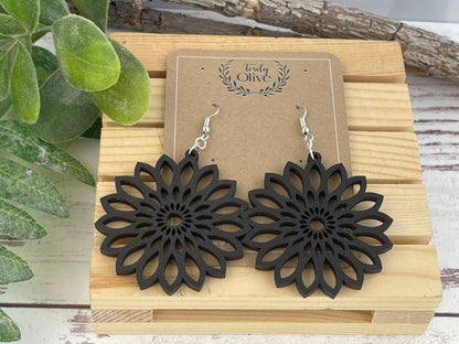 Starburst Mandala Wood Handcrafted Lightweight Earrings