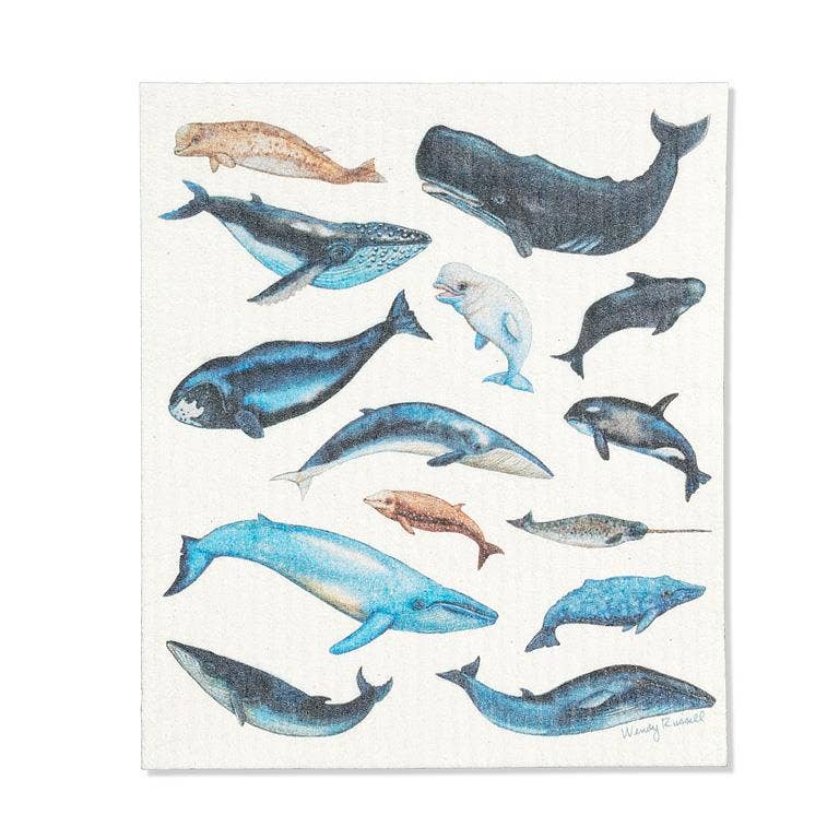 Whales Swedish dishcloth