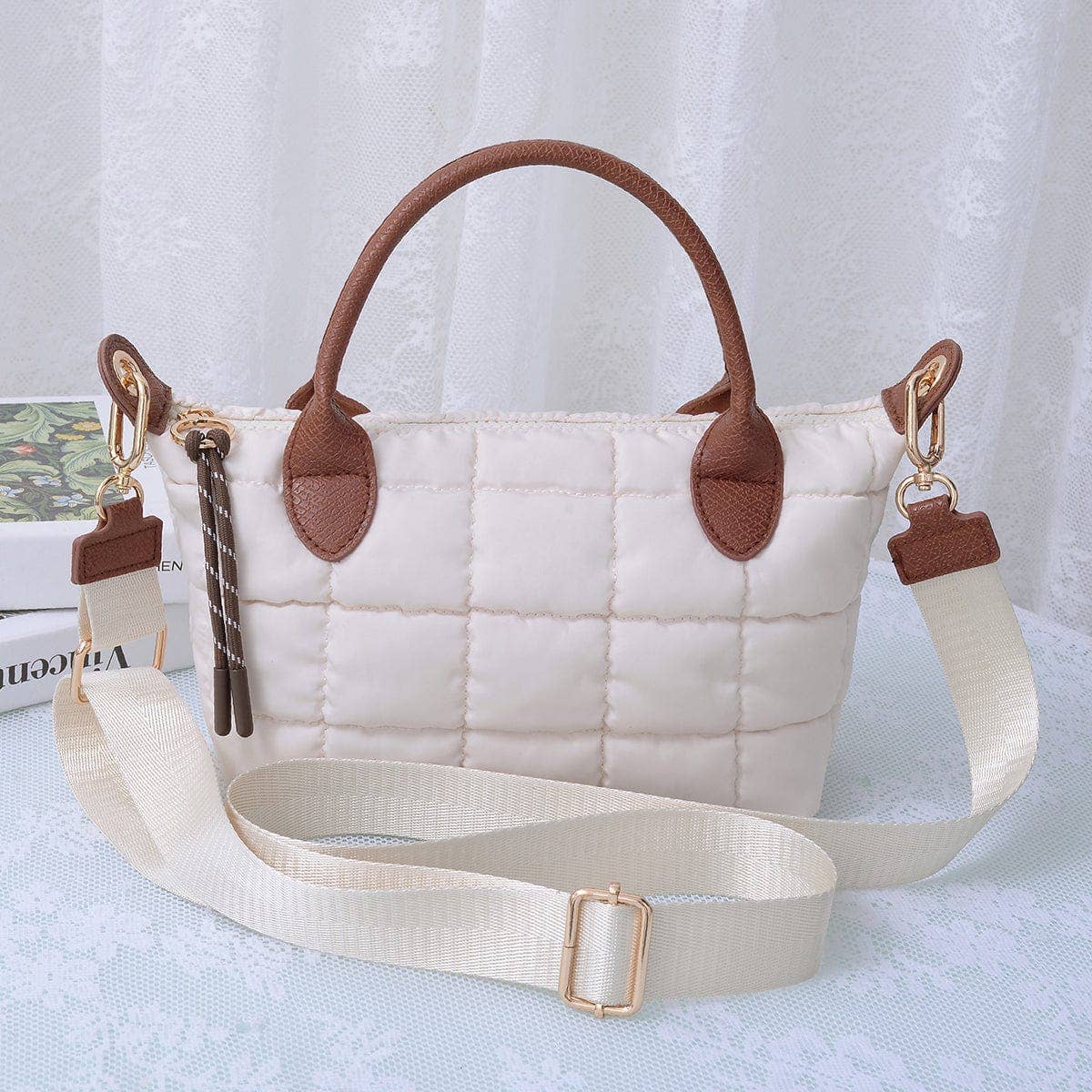 Quilted Puffer Satchel/Crossbody Bag