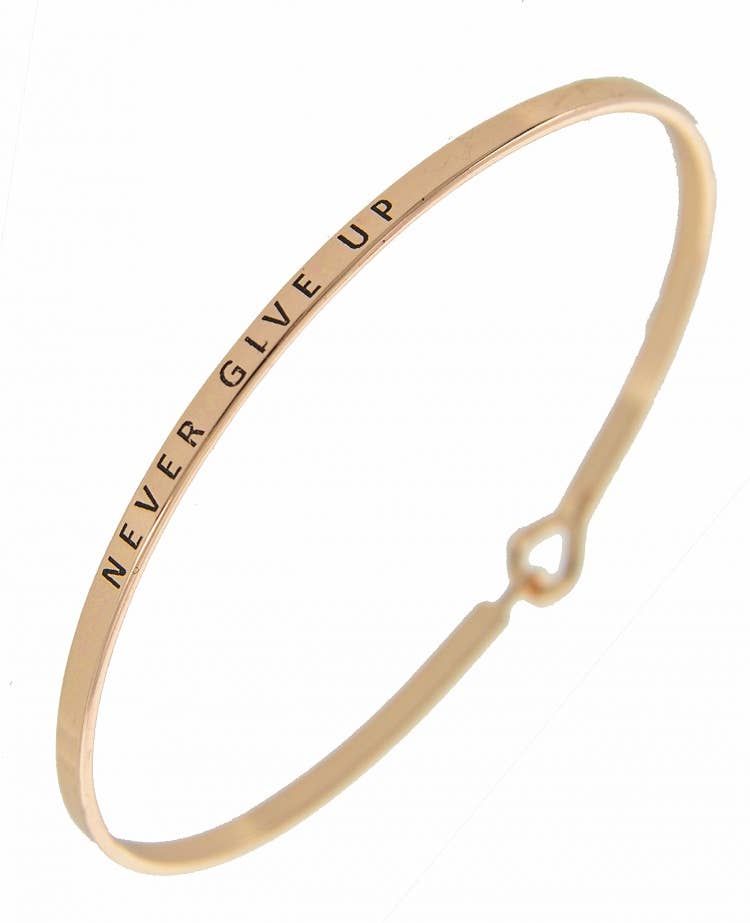 NEVER GIVE UP 3mm Inspired Message Bangle