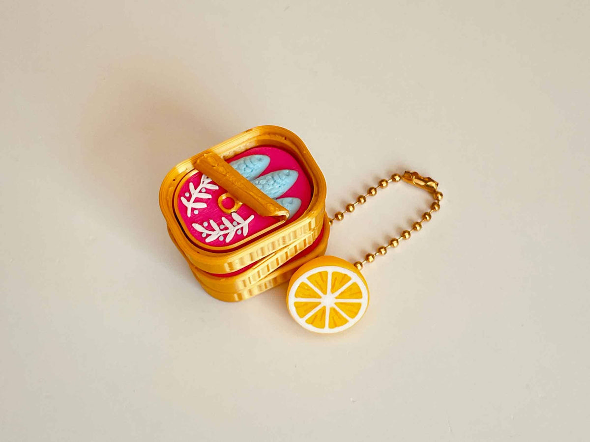 Mini Sardines Container Clicker 3D Printed Fidget Keychain