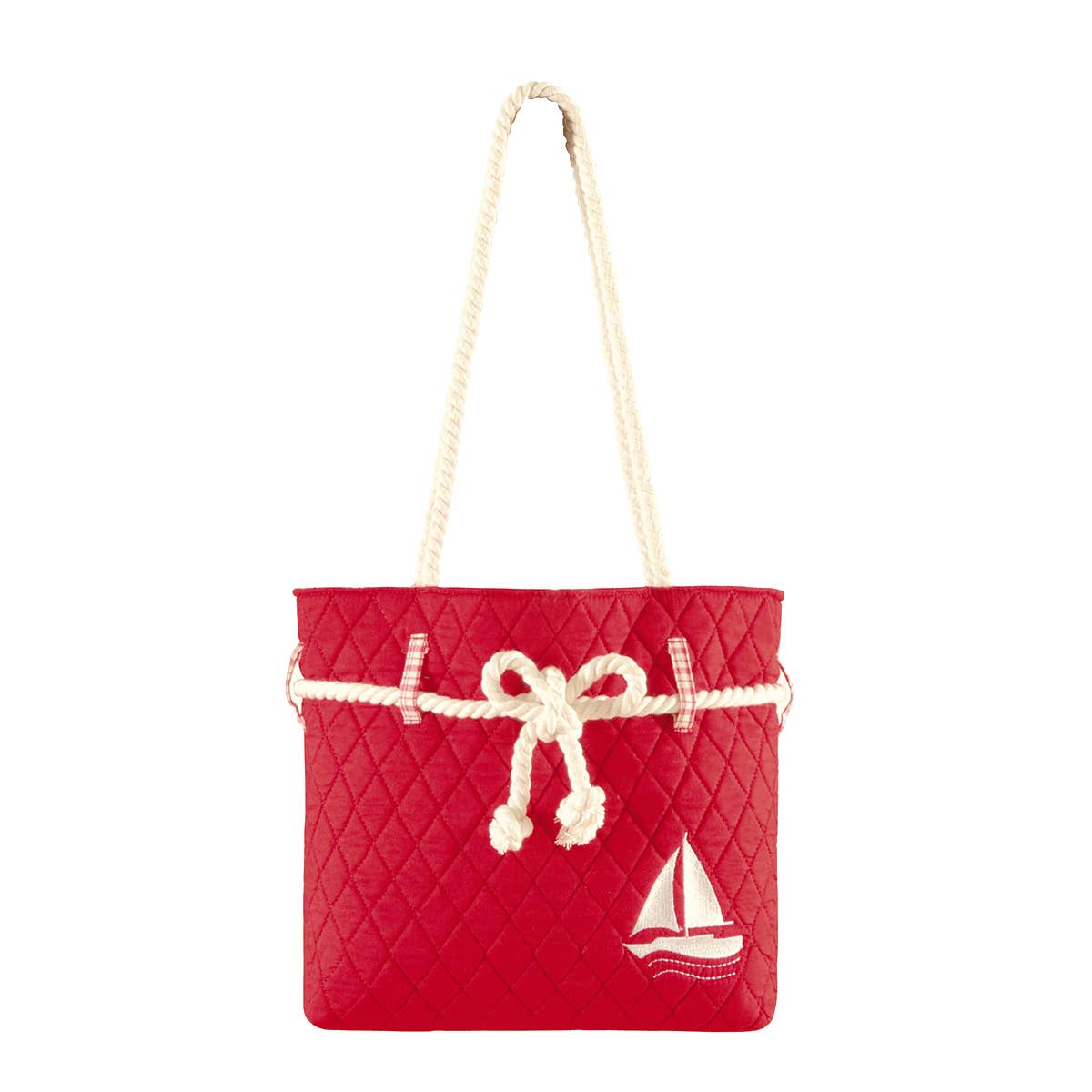 Maritime Nautical Red Ruffle Tote Bag 13" x 10"